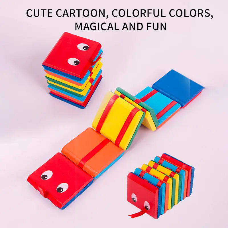 Children's Wooden Educational Color Cognitive Toy Flipping Visual Error Toy Magic Show Flipping Building Blocks