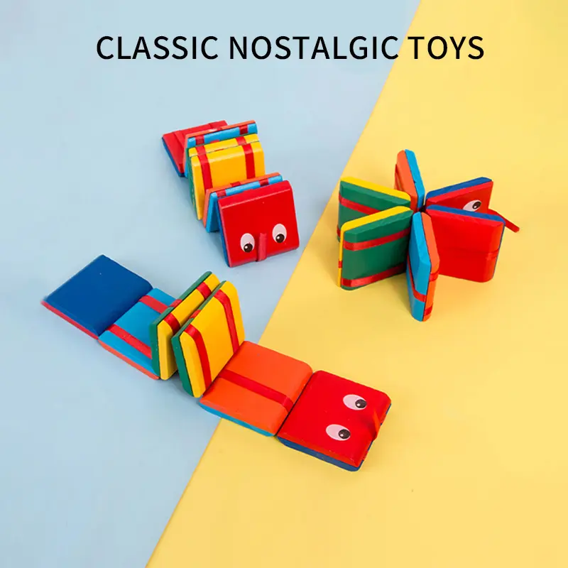 Children's Wooden Educational Color Cognitive Toy Flipping Visual Error Toy Magic Show Flipping Building Blocks
