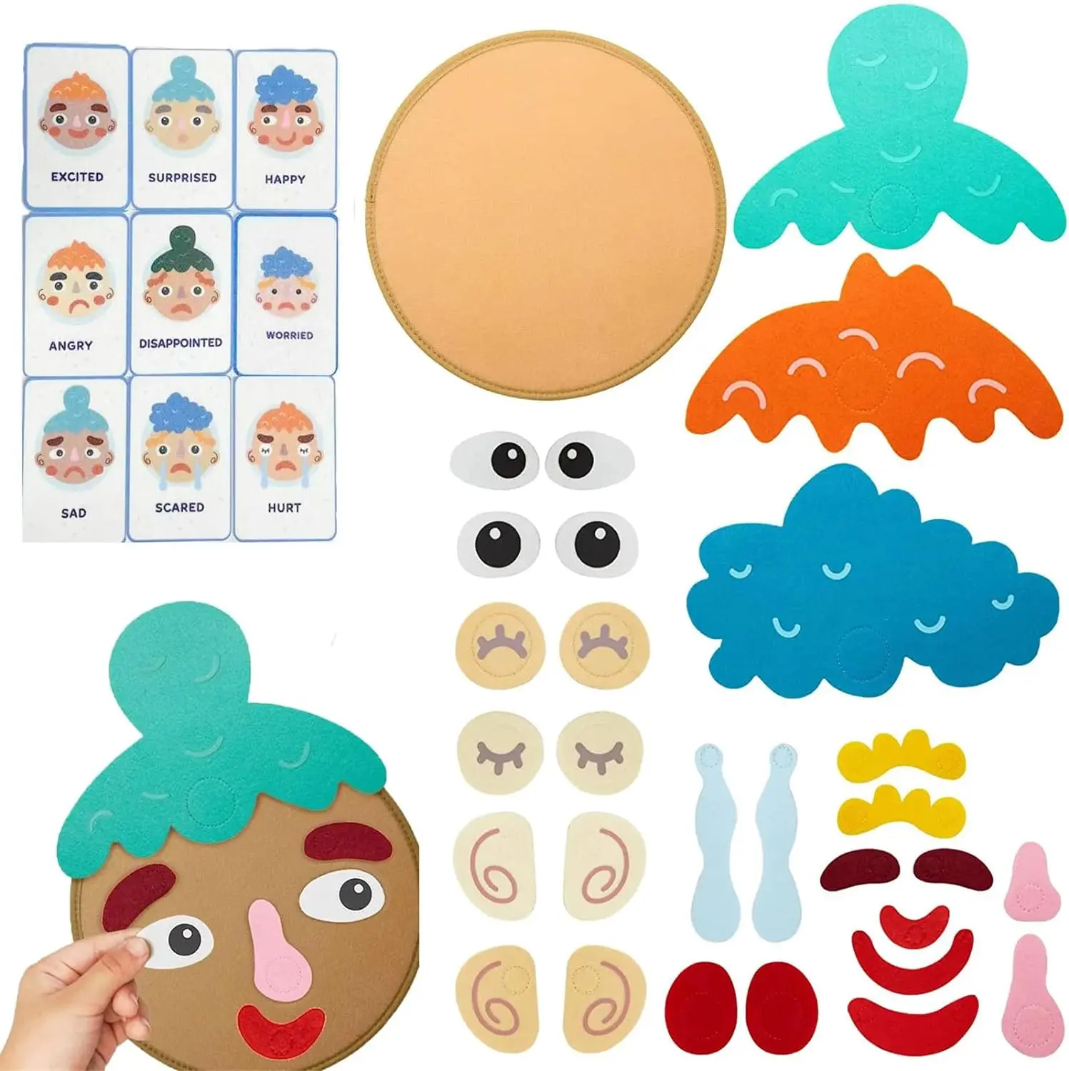 Kids Montessori Facial Expression Game Emotional Change Toys With 9pcs Cards Preschool Learning Educational Toys for Gifts