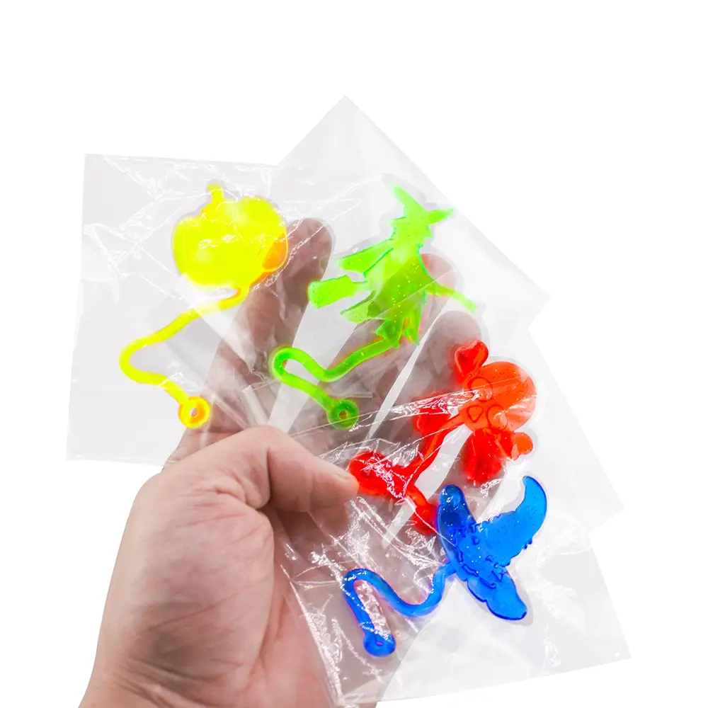 Halloween 12Pcs Pumpkin Ghost Skull Sticky Toy Set Flexible Stretchy Wall Tumbler Perfect for Birthday Party Favors