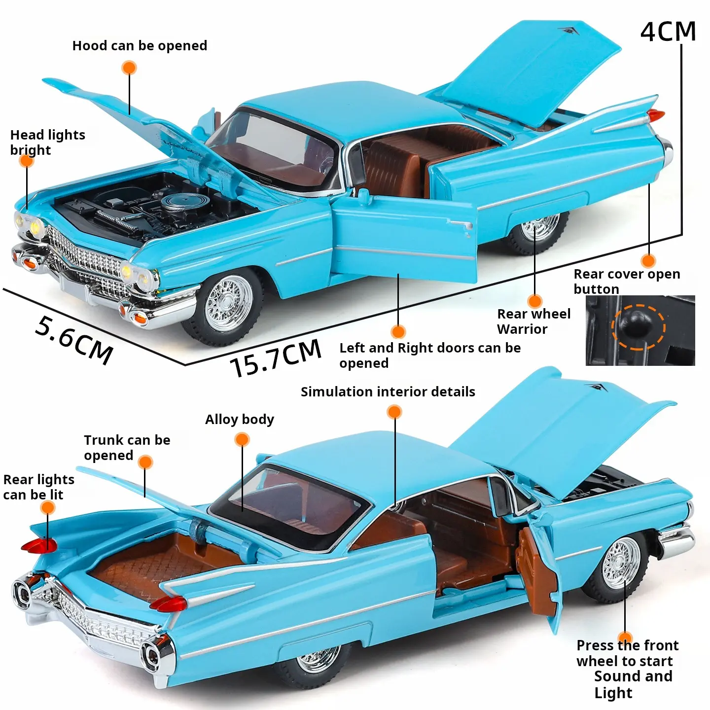 1:32 Cadi Coupe Vintage Cars Alloy Car Model Diecast Classics Adult Souvenir Gift Static Display Car Model Gift