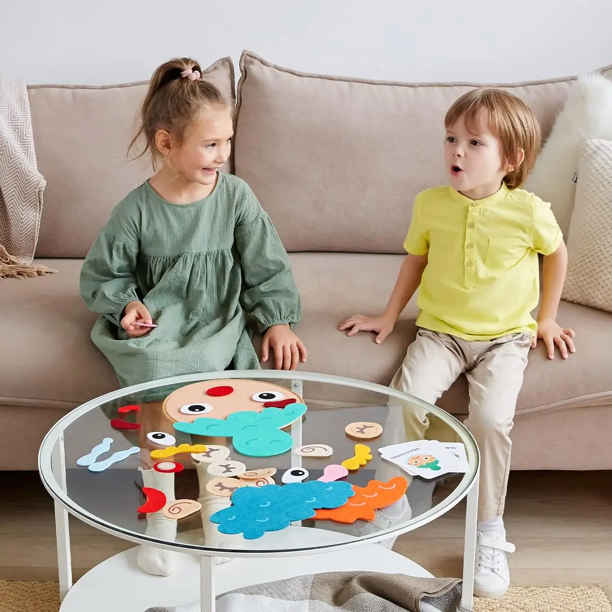 Kids Montessori Facial Expression Game Emotional Change Toys With 9pcs Cards Preschool Learning Educational Toys for Gifts
