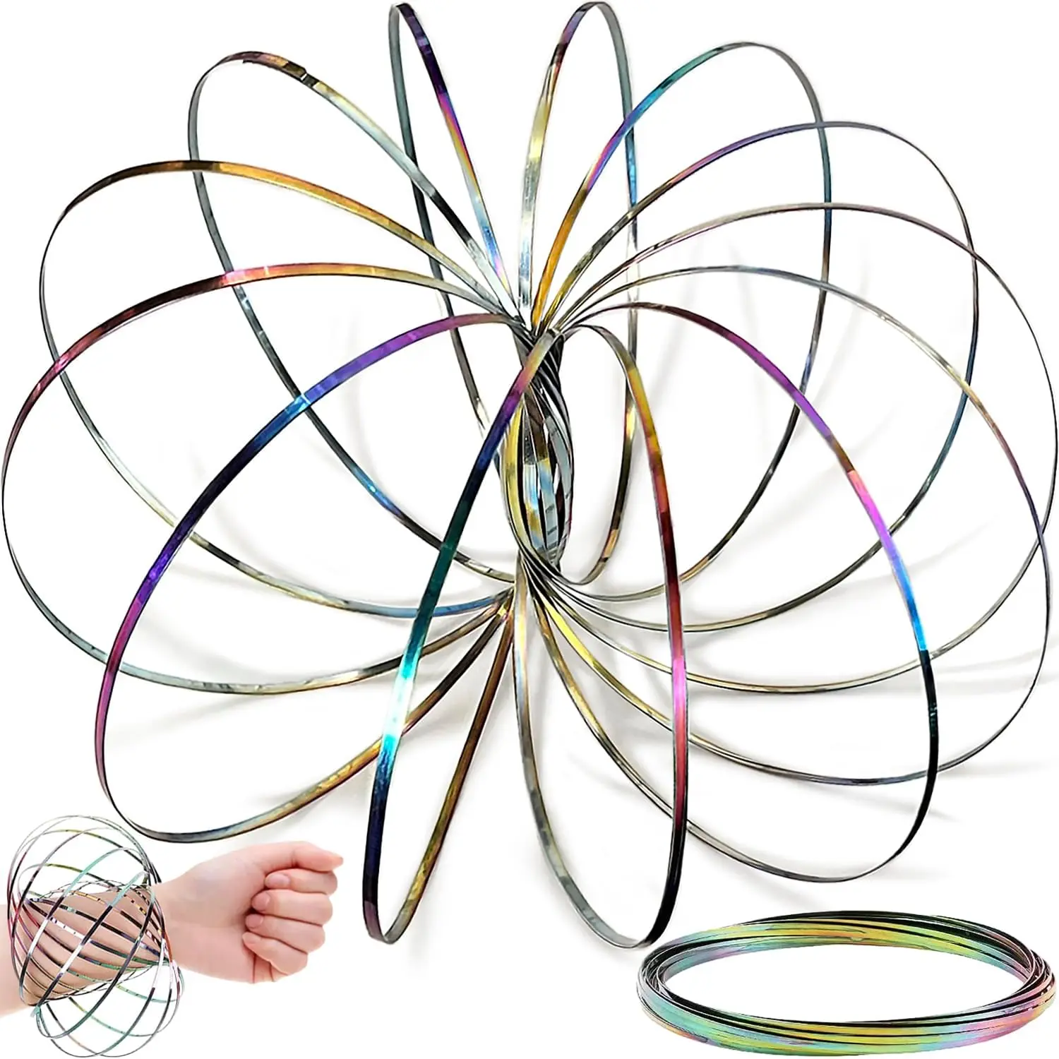 New Unique Stress Relieving Magic Stress Relieving Toy Metal Fluid Stainless Steel Deformable Rotating Spring