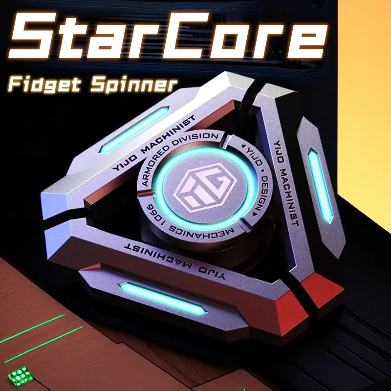 Triangle Metal Alloy Luminous Gyroscope Intelligent Black Technology Fidget Spinner Hand Rotation Stress Relieving Toy Boy Adult