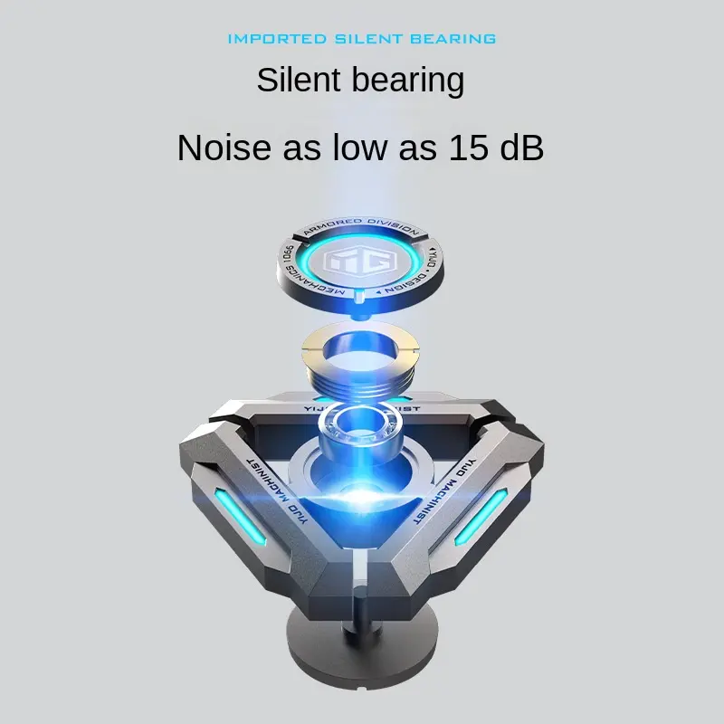 Triangle Metal Alloy Luminous Gyroscope Intelligent Black Technology Fidget Spinner Hand Rotation Stress Relieving Toy Boy Adult