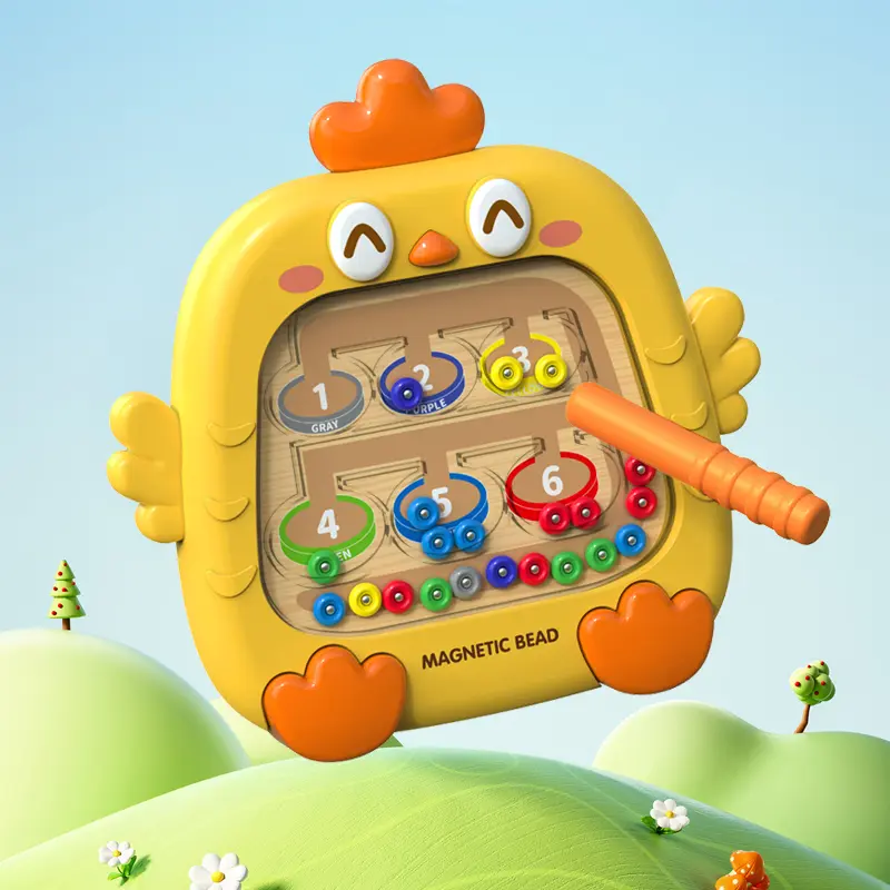 Magnetic Sorting Game Montessor Hands-On Learning Toys for Kid，Magnetic Color Number Maze Board Pen Moving Bead Games Fine Motor