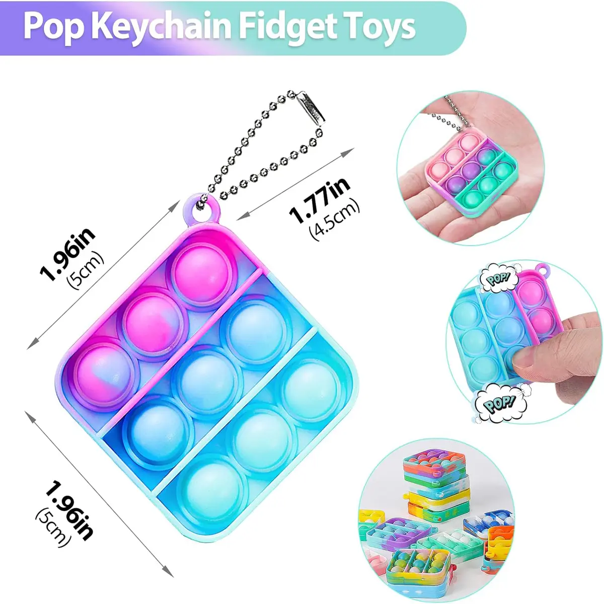 30Pcs Mini Pop Keychain It Fidget Toy Bag Children's Classroom Prizes Carnival Birthday Gift Bag Stuffing Year-end Student Gifts