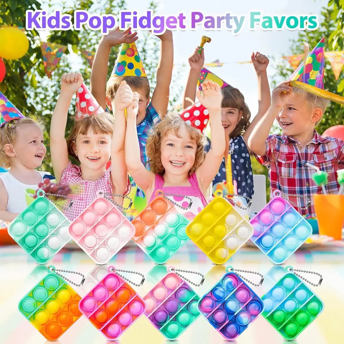 30Pcs Mini Pop Keychain It Fidget Toy Bag Children's Classroom Prizes Carnival Birthday Gift Bag Stuffing Year-end Student Gifts