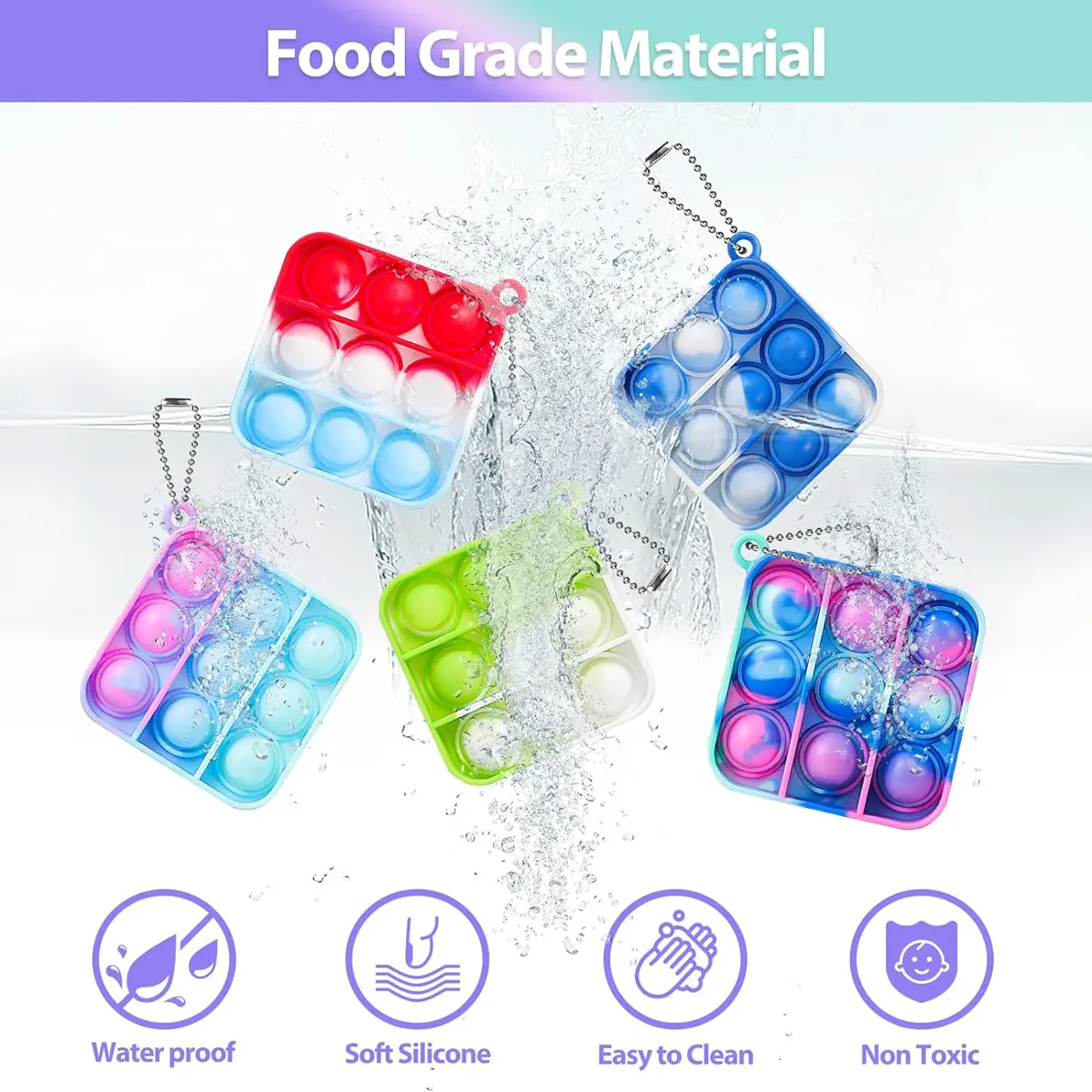 30Pcs Mini Pop Keychain It Fidget Toy Bag Children's Classroom Prizes Carnival Birthday Gift Bag Stuffing Year-end Student Gifts