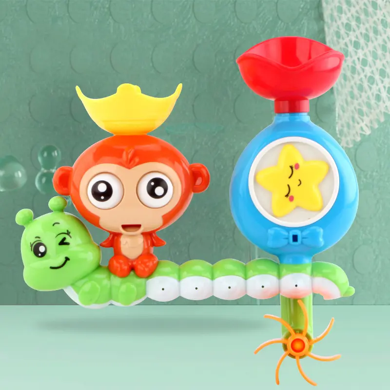 Cute Monkey Spinning Water Wheel Baby Bath Toy Fun Bathtime Shower Play with Rotating Action