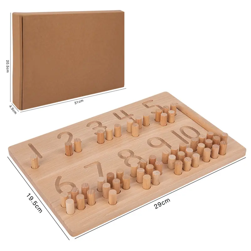 Wooden Number Puzzle Sorting Montessori Toys Toddlers 1-10 Digit Tracing Board Logarithmic Practicing Board Counting Math Toys