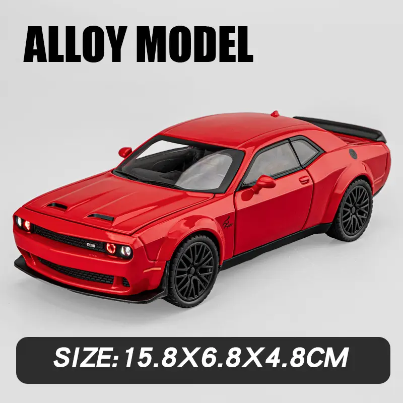 1:32 Dodge Challenger Hellcat SRT Ram Trx Pickup Model Car Metal Diecast Vehicle Sound & Light Miniature Toy Car Gifts For Boys