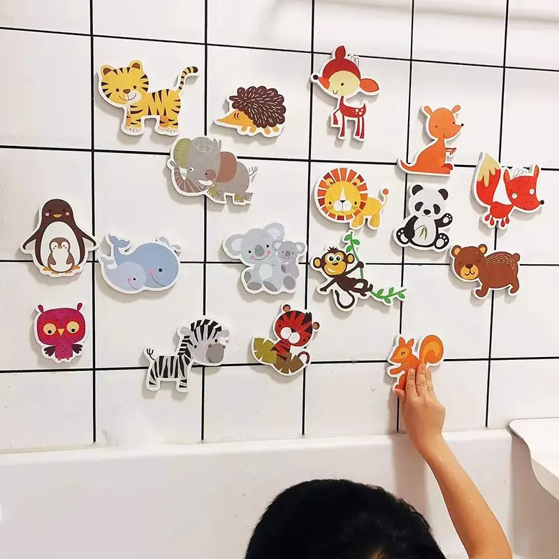 Baby Bath Toys for Kids Cute Duck Animal Traffic Cognitive Floating Toy Children Soft EVA Paste Bathroom Bathtub Water Play Toys