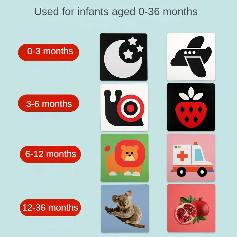 3 to 6 Months Vision Trigger Cards Early Education Cards Training Newborn Babies Visual Stimulation Practice Montessori Toy
