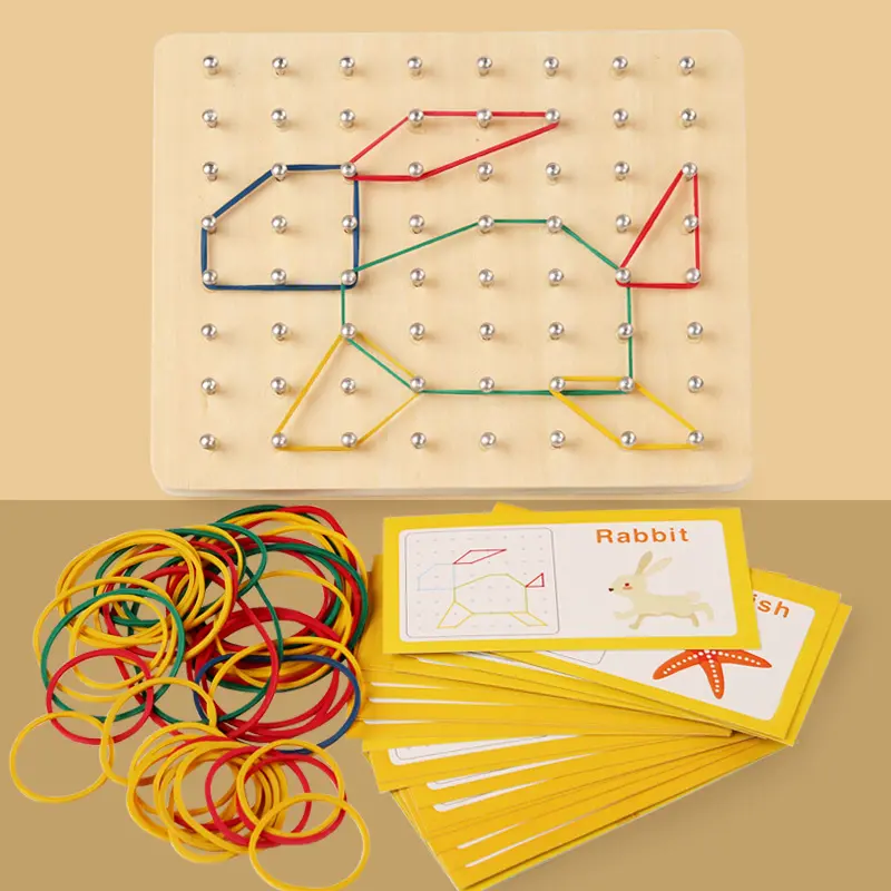 Montessori Baby Creative Toy Geometric Shape Rubber Band Nailboard Game Montessori Educational Creative Toy Fine Motor Training
