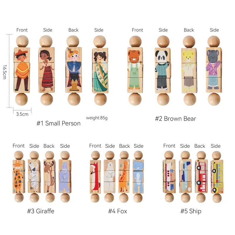 Baby Wooden Rotating Jigsaw Puzzle Hand bell Toy Montessori Educational Sensory Cognition Toys Wooden Music Rattle Toy Baby Gift