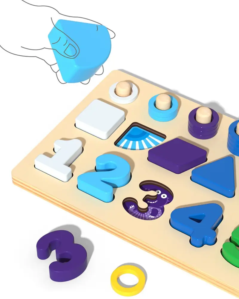 Montessori Counting Stacking and Mathematical Sorting Game Digital Block Puzzle Cognitive Educational Toy Gift for Toddlers