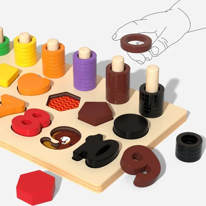 Montessori Counting Stacking and Mathematical Sorting Game Digital Block Puzzle Cognitive Educational Toy Gift for Toddlers