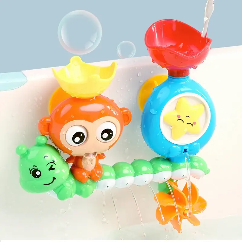 Little monkey spinning music, spinning water wheel, baby bath toy, baby water spray, children's water play toy