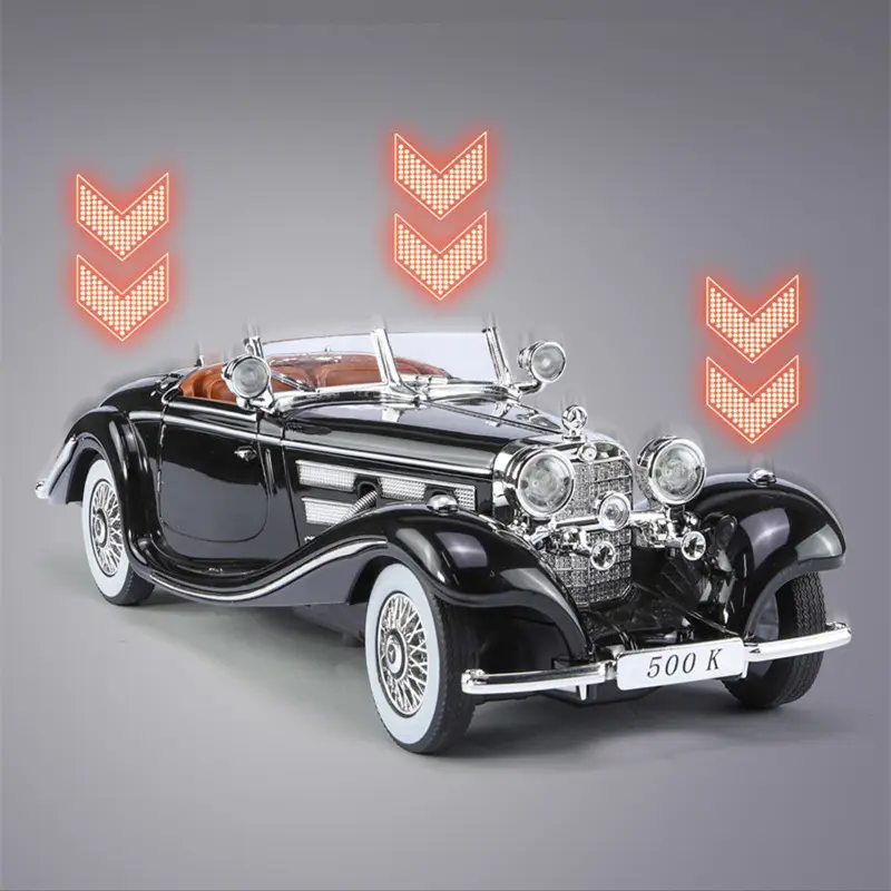 1:24 1936 Benzs 500K Alloy Car Model Diecast Metal Classic Vehicle Car Model Simulation Sound and Light Collection Kids Toy Gift