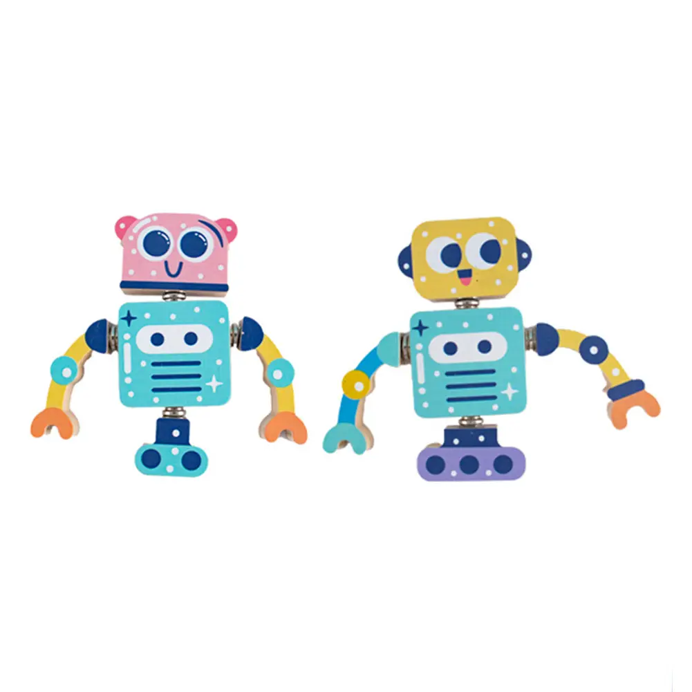 Wooden Robot Building Blocks Montessori Toys Educational Learning Toys Gift for 3 4 5 6 Years Toddlers Kids