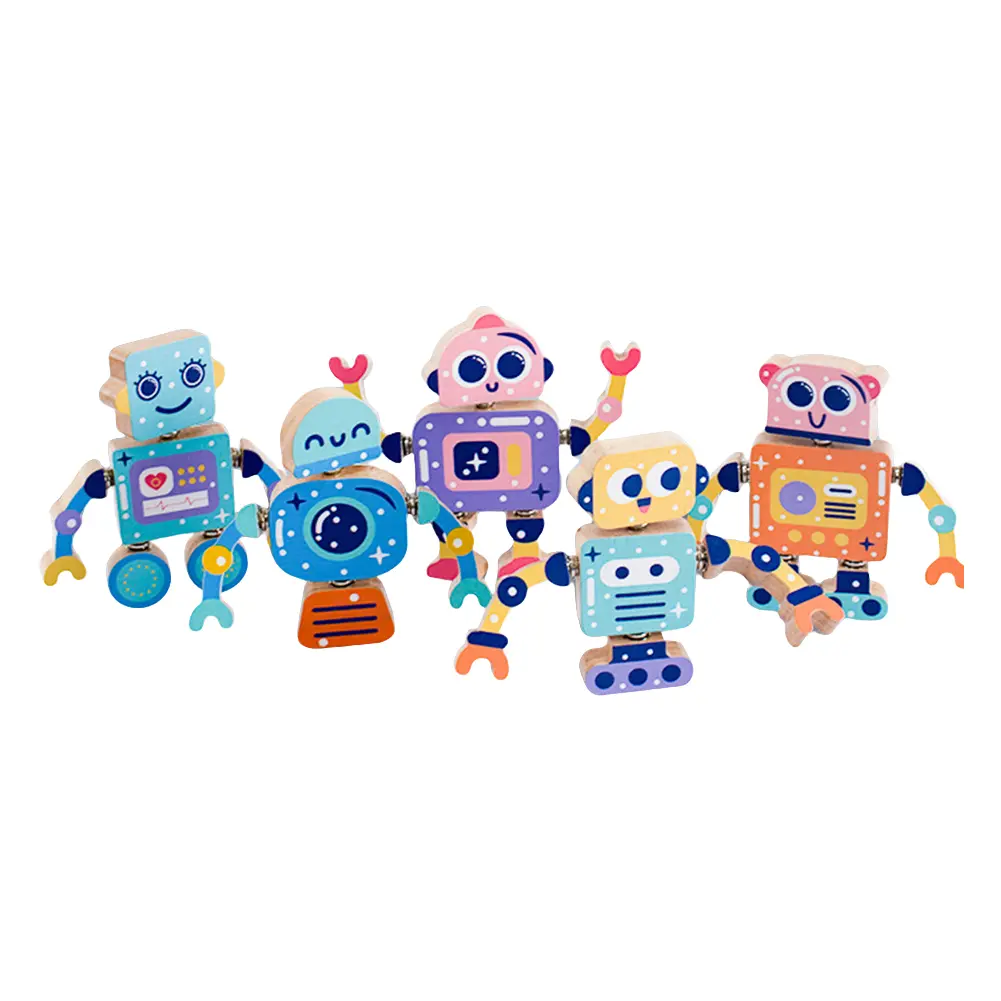 Wooden Robot Building Blocks Montessori Toys Educational Learning Toys Gift for 3 4 5 6 Years Toddlers Kids