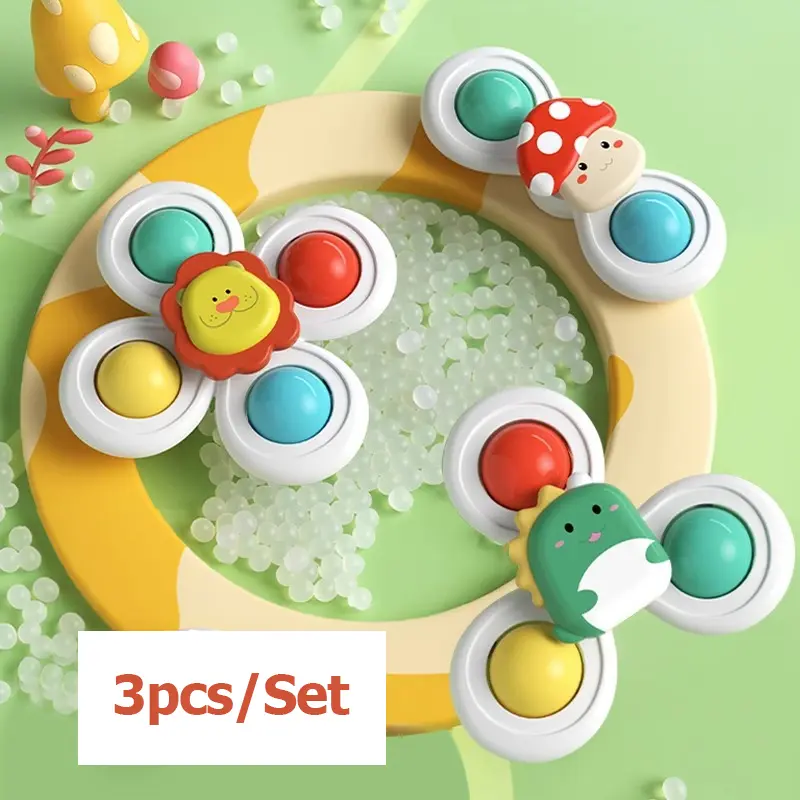 3PCS Suction Cup Rotating Toy for Baby Hand-eye Coordination Educational Training, Bath & Travel toy, Birthday Christmas Gift
