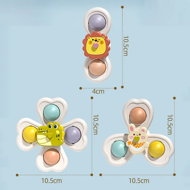 3PCS Suction Cup Rotating Toy for Baby Hand-eye Coordination Educational Training, Bath & Travel toy, Birthday Christmas Gift