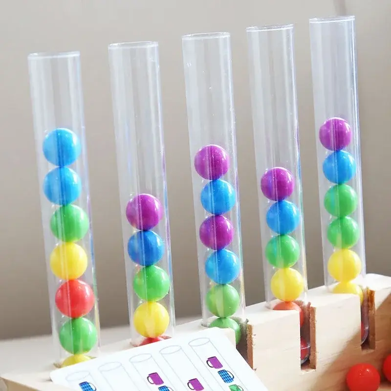 New Montessori Wooden Toys Counting Beads Kids Sorting Bowls Color Shape Matching Puzzle Game Early Educational Fine Motor Toys