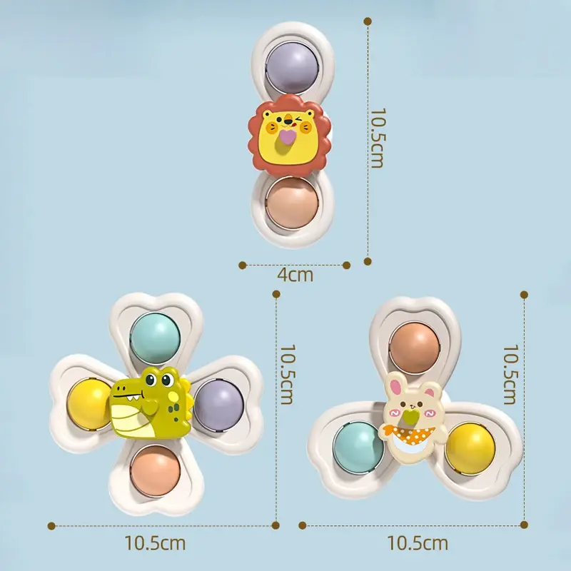 3PCS Suction Cup Spinner Toy Baby Bath Funny Game Educational Toys For Children Girls Boys Infant Sensory Stress Reliever Gift