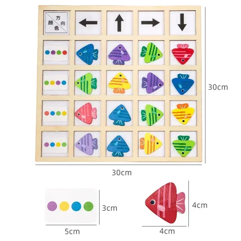 Children's Wooden Montessori Toys Kids Logical Thinking Training Direction Color Cognition Educational Battle Battle Board Game