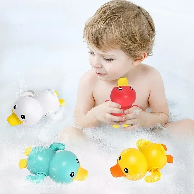 Baby bath toys for children water play small yellow duck swimming baby kids play with water duckling small turtle boys and girls
