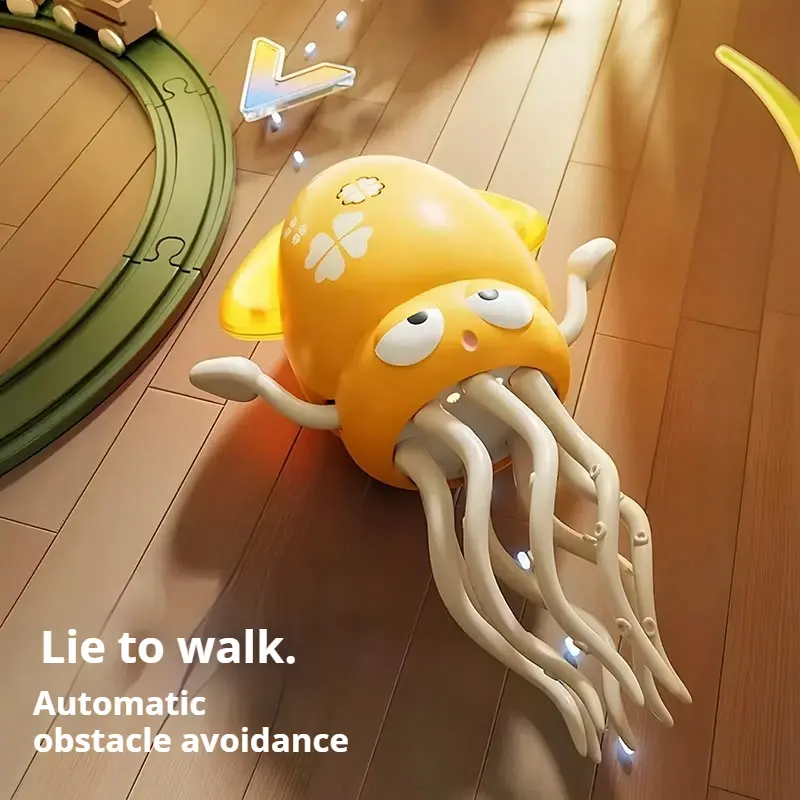 New Fun Sound And Light Electric Dance Octopus Lying Down Standing Double Walking Induction Obstacle Avoidance Children'S Toy