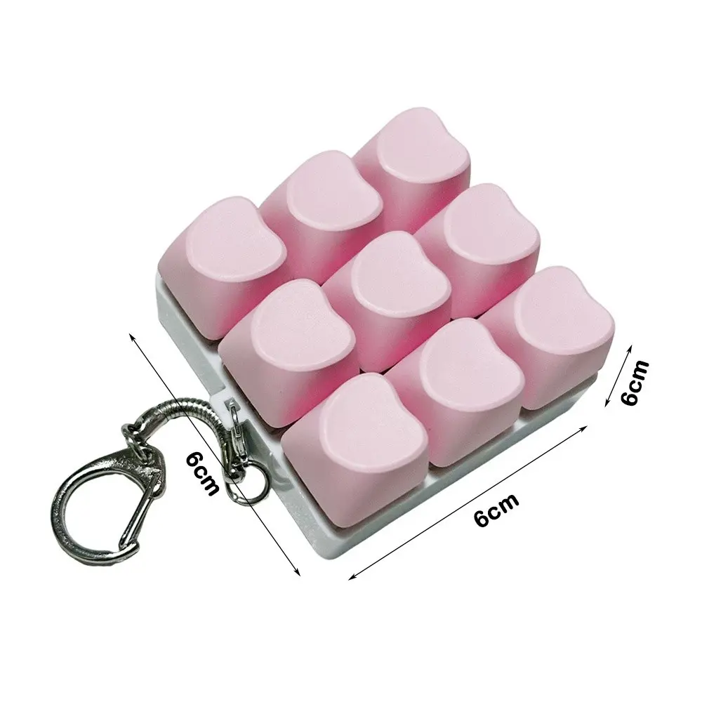 Relaxing DIY Keyboard Fidget Keychain Keys Button Keycap Finger Keyboard Cap Pass The Time 9Keys Clicker Toy