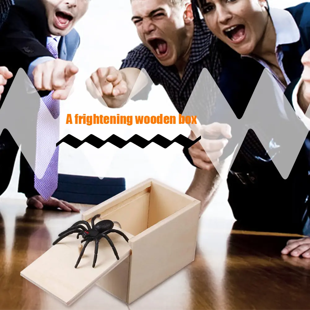 Funny Surprise Joke Prank Happy Box Wooden Spider Box Toys And Other Scary Toys Target Adult Boy April Fool Festival Party Props