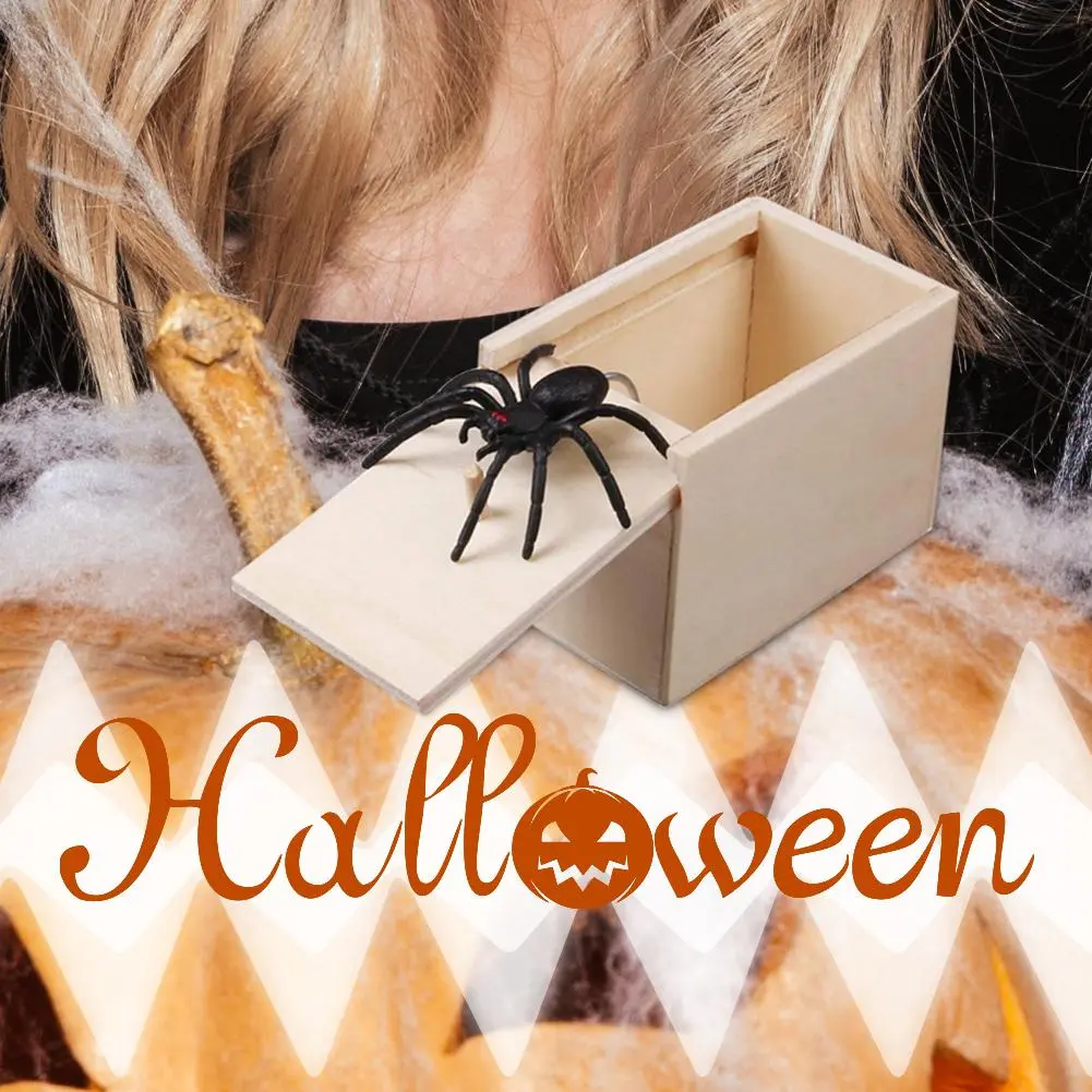 Funny Surprise Joke Prank Happy Box Wooden Spider Box Toys And Other Scary Toys Target Adult Boy April Fool Festival Party Props