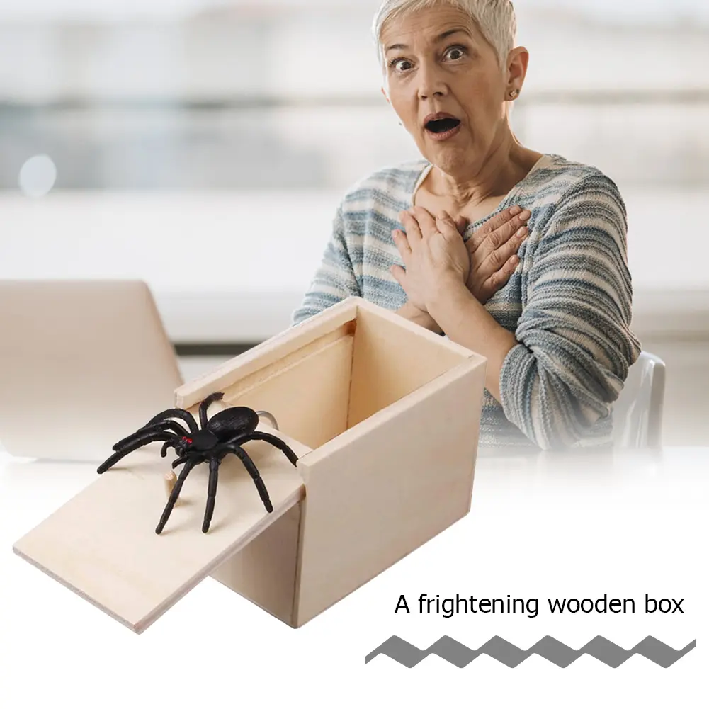Funny Surprise Joke Prank Happy Box Wooden Spider Box Toys And Other Scary Toys Target Adult Boy April Fool Festival Party Props