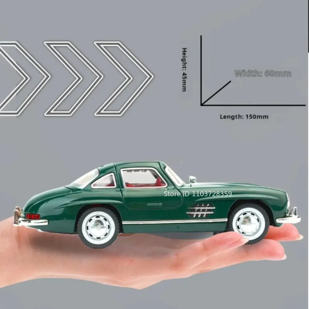 1:32 Scale 300SL Vintage Car Toy Models Alloy Diecast S400L Mini Toys Pull Back Doors Opened Sound Light Festival Gifts for Boys