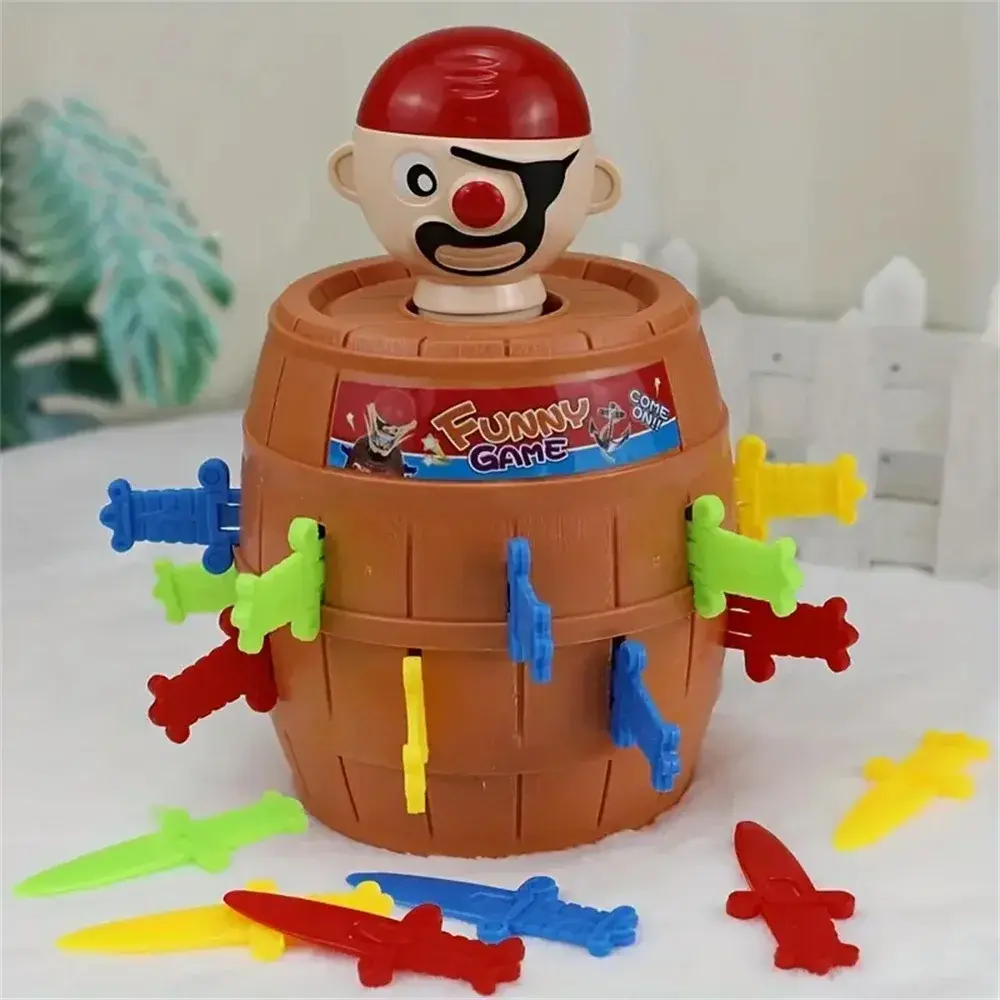 Pirate Barrel Game, Interactive Pop-Up Pirate Toy, Bucket with Swords Puzzle Action Game, for Family Kids Tabletop Entertainment