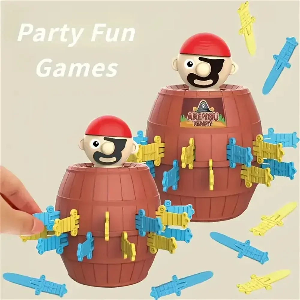 Pirate Barrel Game, Interactive Pop-Up Pirate Toy, Bucket with Swords Puzzle Action Game, for Family Kids Tabletop Entertainment
