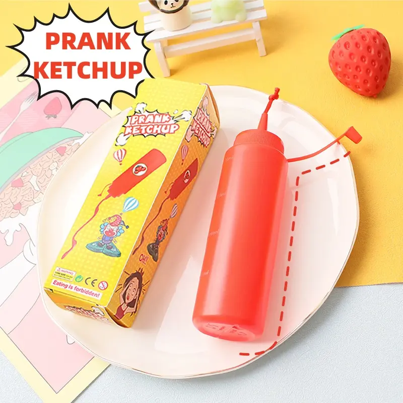 Funny Prank Ketchup Bottles Practical Jokes Tomato Sauce Prank Adult Kids Cool Toys Frightening Items Fake Ketchup Surprise Gift