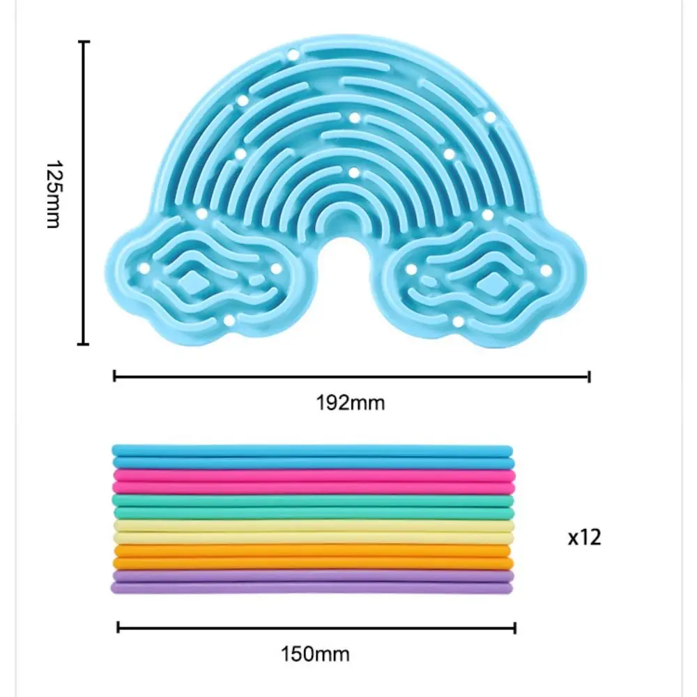 New Silicone Sensory Activity Board Double-Sided Stress Relief Fidget Toy Calming 12 Strings Rainbow Sensory Toys Kids Adults