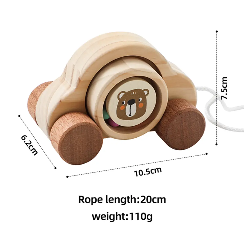 1PC Wooden Baby Montessori Toys Cartoon Bus Teether Beech Wooden Bear Car for Children Teething Educational Montessori Toys Gift