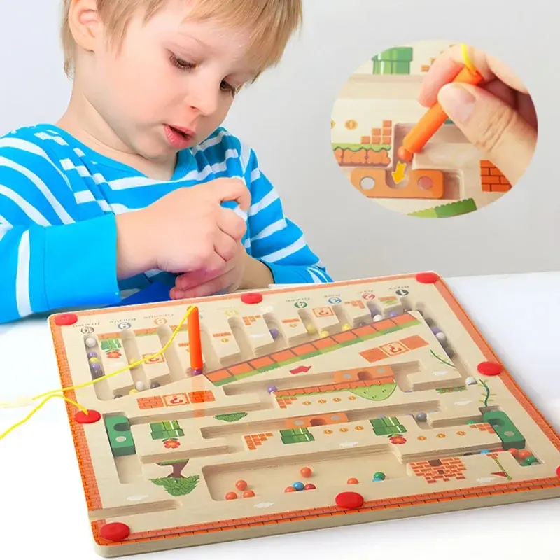 Wooden Magnetic Color and Number Maze Learning Education Toys Color Matching Montessori Toys Wooden Toys for Children Gifts