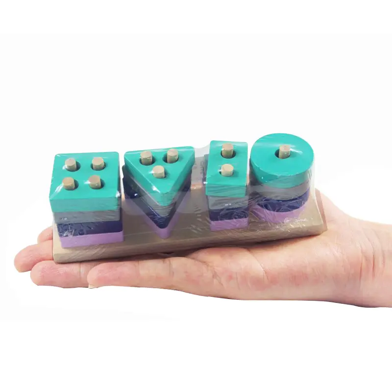 Wooden Montessori Toy Building Blocks Early Learning Educational Toys Color Shape Match Kids Toy for Boys Girls 3Y+ Small Size