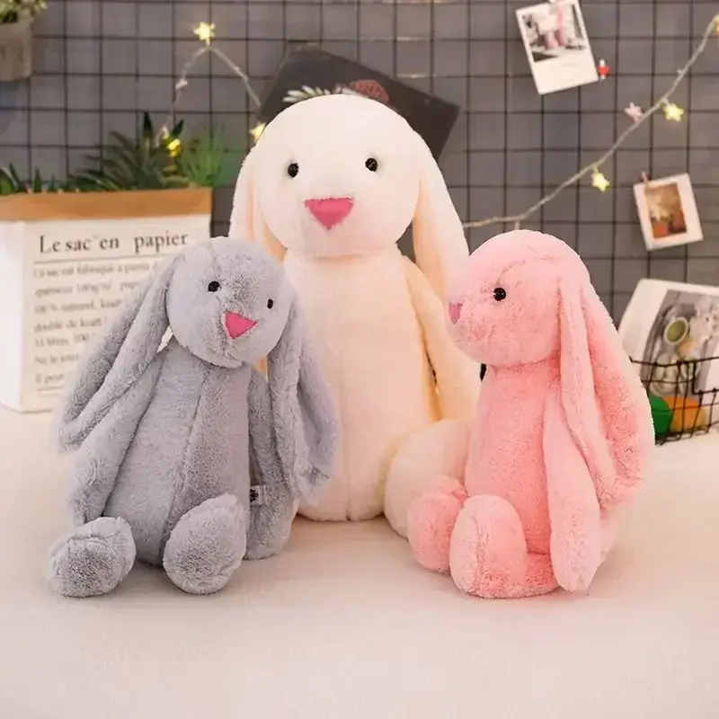 Unisex Cute Soft Cotton Stuffed Animals Easter Rabbit Bad Bunny Plush Long Ear Birthday Sleeping Mate Bunny Stuffed Plush Toy