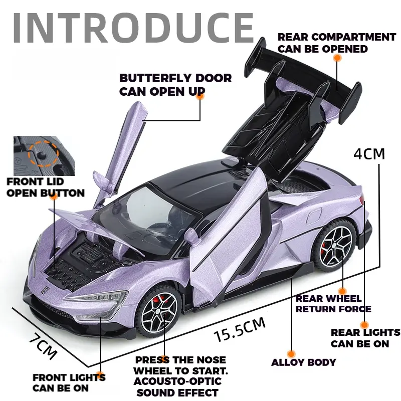 1:32 BYD Look Upat U9 Pure Electric Performance Supercar Alloy Metal Diecast Model Car Sound & Light High Simulation Trendy Toys