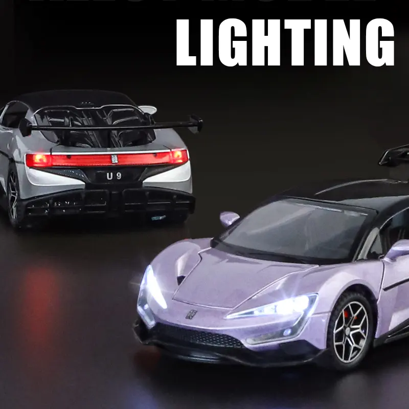 1:32 BYD Look Upat U9 Pure Electric Performance Supercar Alloy Metal Diecast Model Car Sound & Light High Simulation Trendy Toys