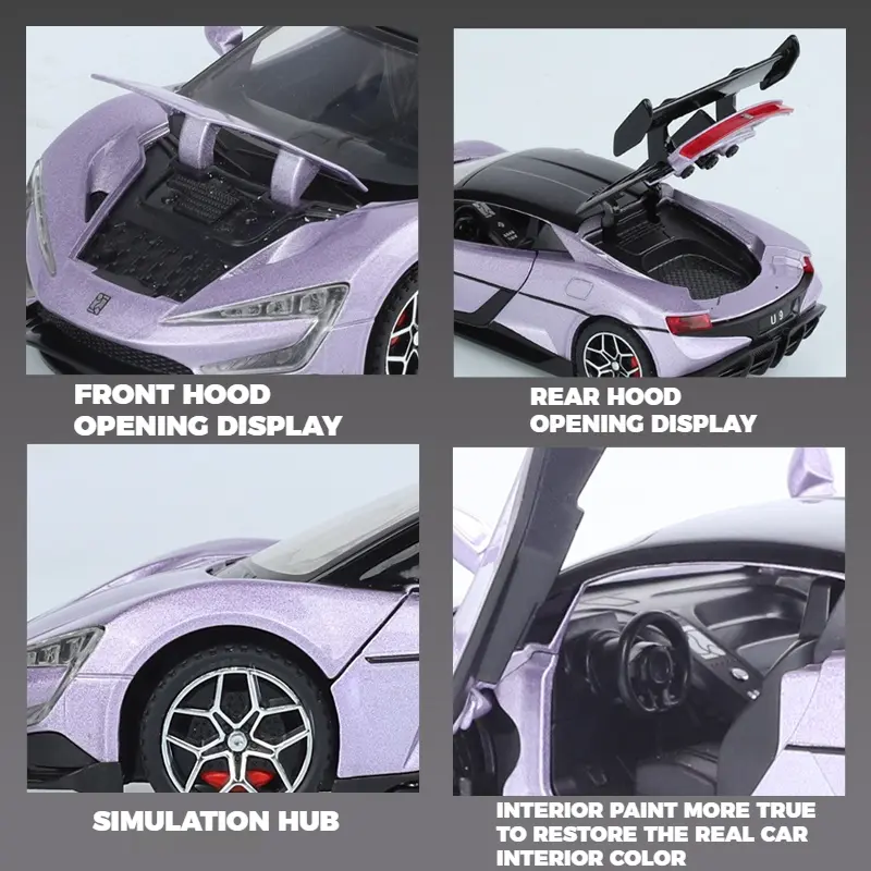1:32 BYD Look Upat U9 Pure Electric Performance Supercar Alloy Metal Diecast Model Car Sound & Light High Simulation Trendy Toys