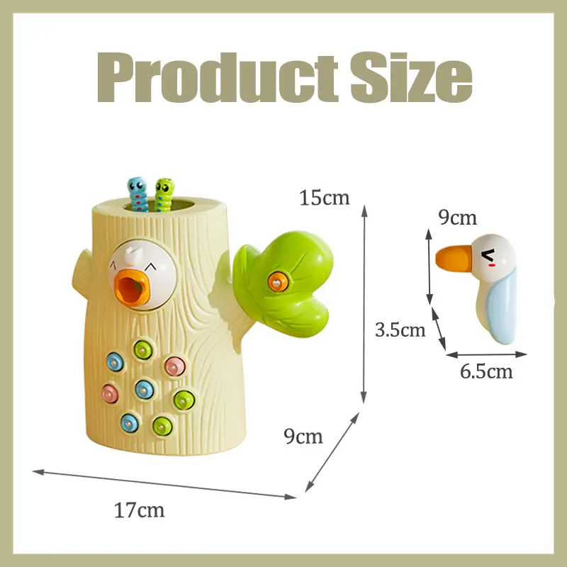 Toddler Woodpecker Catch Worm Toy Magnetic Bird Feeding Game Sensor Montessori Development Fine Motor Skill Toys for Kid Gift